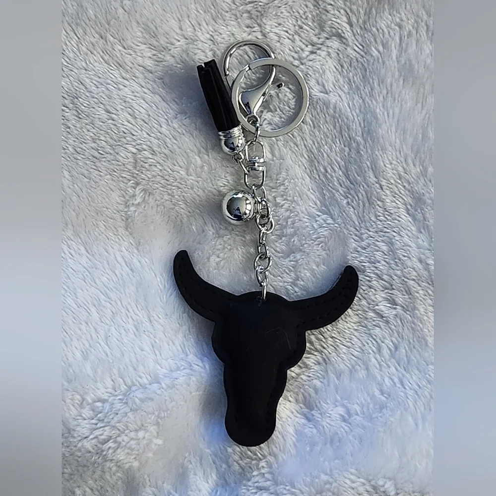 Multicolor Rhinestone Bull Keychain Bag Charm